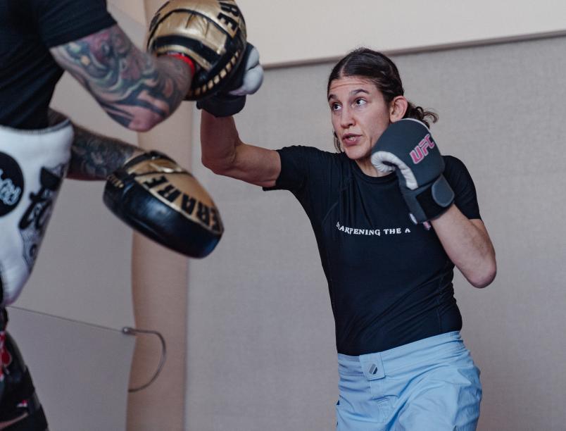 Roxanne Modafferi works out ahead of her bout at Fight Island 8 on January 15, 2021. (Photo by Zac Pacleb)