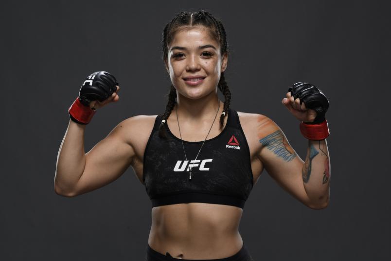Tracy Cortez poses for a portrait backstage during the UFC Fight Night event inside Flash Forum on UFC Fight Island on October 11, 2020 in Abu Dhabi, United Arab Emirates. (Photo by Mike Roach/Zuffa LLC)