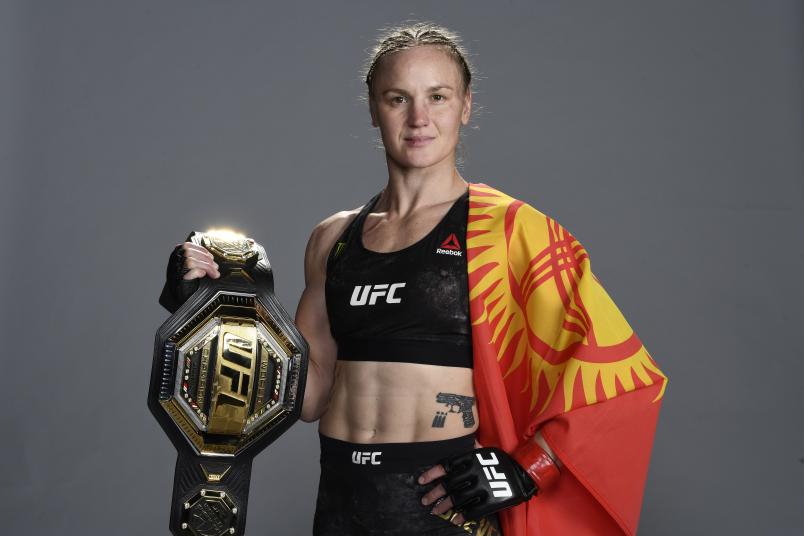 Valentina Shevchenko of Kyrgyzstan poses for a portrait backstage during the UFC 255 event at UFC APEX on November 21, 2020 in Las Vegas, Nevada. (Photo by Mike Roach/Zuffa LLC)