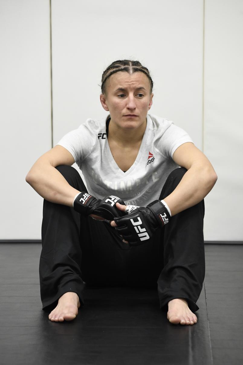 Sam Hughes rests backstage during the UFC 256 event at UFC APEX on December 12, 2020 in Las Vegas, Nevada. (Photo by Mike Roach/Zuffa LLC)