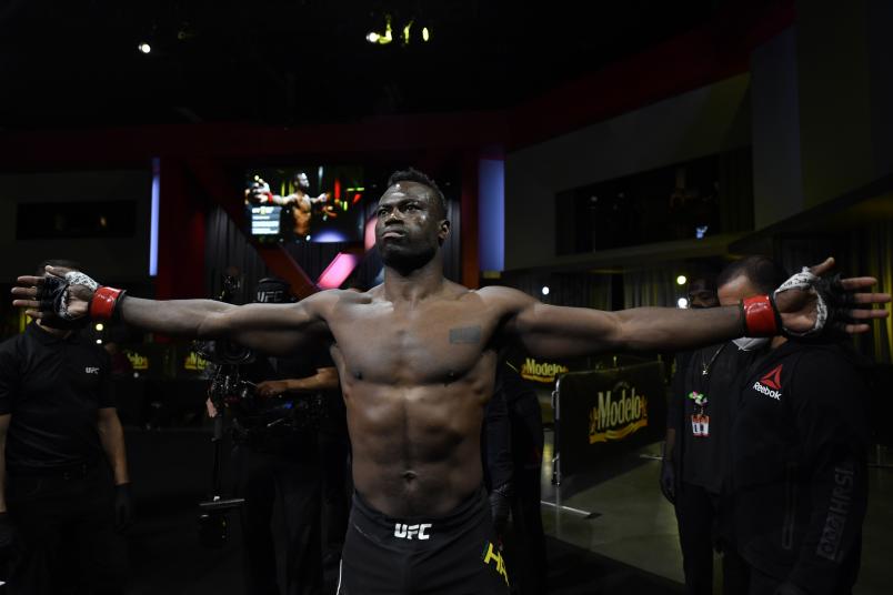 Uriah Hall of Jamaica prepares to fight Anderson Silva in a middleweight bout during the UFC Fight Night event at UFC APEX on October 31, 2020 in Las Vegas, Nevada. (Photo by Jeff Bottari/Zuffa LLC)