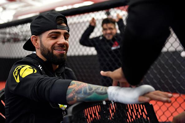 Bruno Silva of Brazil has his hands wrapped prior to his fight during the UFC Fight Night event at UFC APEX on March 20, 2021 in Las Vegas, Nevada. (Photo by Chris Unger/Zuffa LLC via Getty Images)