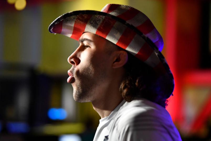 Michael Trizano prepares to fight Ludovit Klein of Slovakia in a featherweight fight during the UFC Fight Night event at UFC APEX on May 08, 2021 in Las Vegas, Nevada. (Photo by Chris Unger/Zuffa LLC)