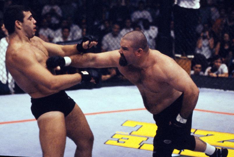 David "Tank" Abbot punches Pedro Rizzo during their bout at UFC Ultimate Brazil on October 16, 1998 in Sao Paulo, Brazil. (Photo by Susumu Nagao/Zuffa LLC)