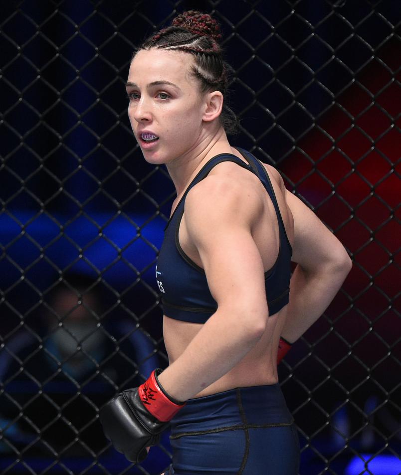 Vanessa Demopoulos prepares to fight Cory McKenna in a strawweight fight during week two of Dana White's Contender Series season four at UFC APEX on August 11, 2020 in Las Vegas, Nevada. (Photo by Chris Unger/DWCS LLC/Zuffa LLC)