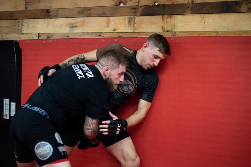 Kyle Daukaus prepares for his middleweight bout against Kevin Holland at UFC Fight Night: Santos vs Walker at Martinez BJJ in Philadelphia, Pennsylvania on September 13, 2021. (Photo by McKenzie Pavacich/Zuffa LLC)