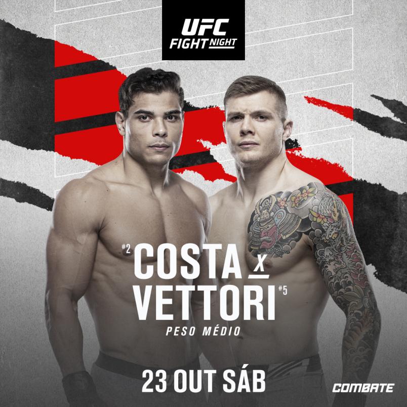 Card de anúncio da luta entre Paulo Borrachinha e Marvin Vettori em 23 de outubro