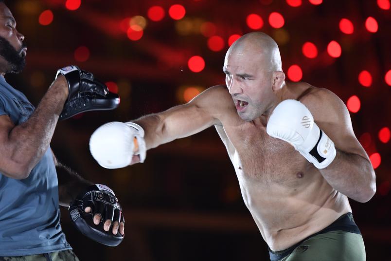 Glover Teixeira holds an open training session for fans and media during UFC 267 open workouts at W Hotel on October 27 2021 in Yas Island Abu Dhabi United Arab Emirates. (Photo by Chris Unger/Zuffa LLC)