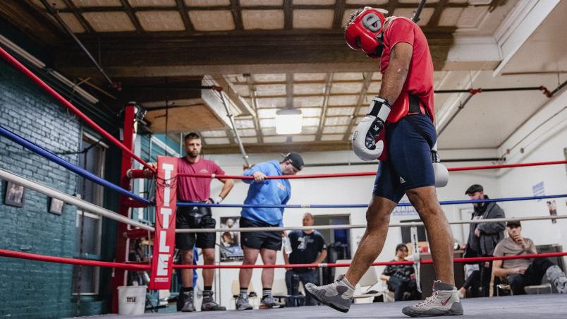 Rob Font trains with the New England Cartel at Haverhill Inner City Boxing club.