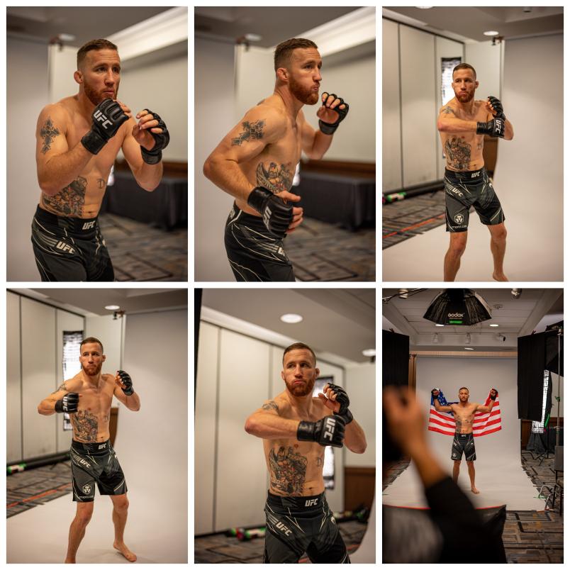 Justin Gaethje performs some shadowboxing ahead of his UFC 268 bout (Photos by Maddie Roth/Zuffa LLC)