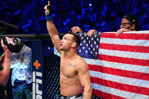 Michael Chandler stands in his corner prior to facing Charles Oliveira of Brazil in their UFC lightweight championship bout at Toyota Center on May 15, 2021 in Houston, Texas. (Photo by Josh Hedges/Zuffa LLC)