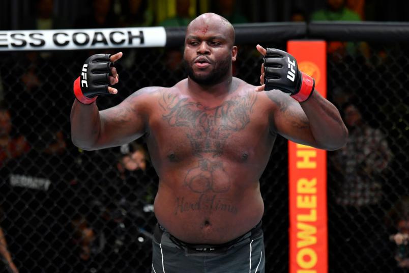 DECEMBER 18: Derrick Lewis celebrates after his knockout victory over Chris Daukaus in their heavyweight fight during the UFC Fight Night event at UFC APEX on December 18, 2021 in Las Vegas, Nevada. (Photo by Jeff Bottari/Zuffa LLC)