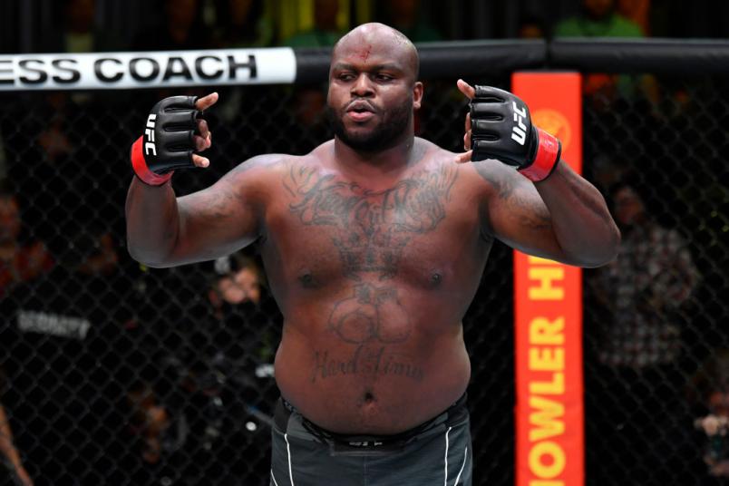 Derrick Lewis celebrates after his knockout victory over Chris Daukaus in their heavyweight fight during the UFC Fight Night event at UFC APEX on December 18, 2021 in Las Vegas, Nevada. (Photo by Jeff Bottari/Zuffa LLC)