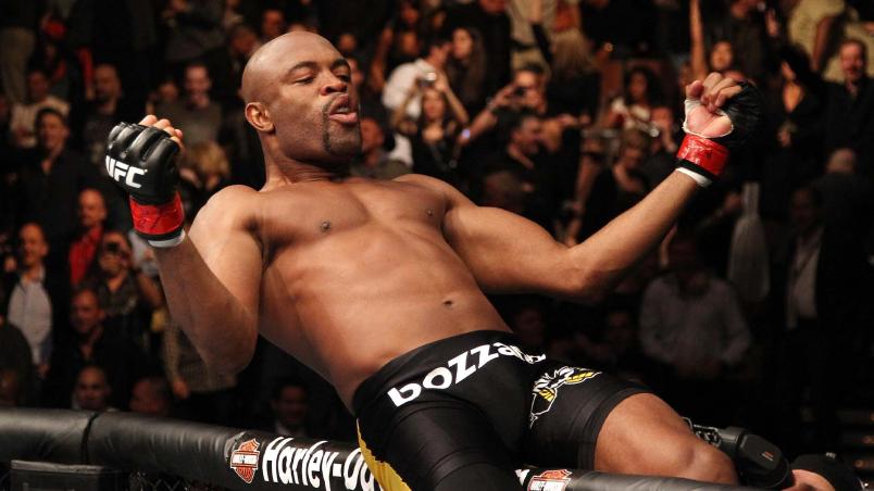 Anderson Silva comemora após vencer Vitor Belfort no UFC 126 (Jed Jacobsohn/Zuffa LLC)