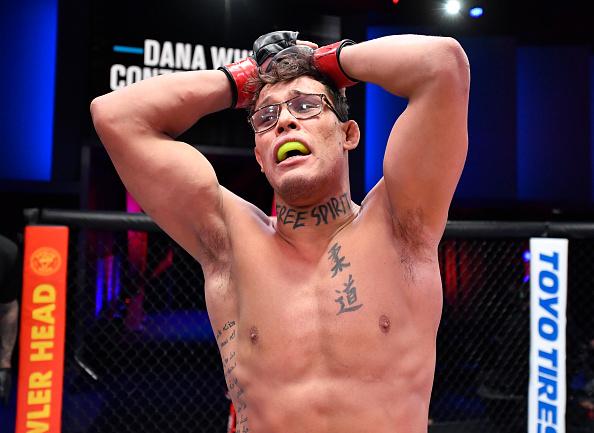 Caio Borralho comemora sua vitória no Dana White's Contender Series