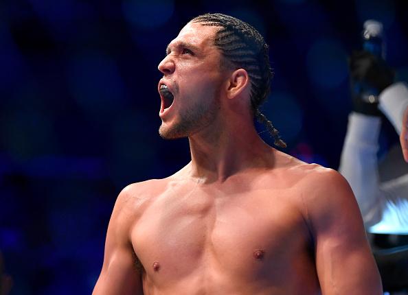 Brian Ortega enters the Octagon in his UFC featherweight championship fight during the UFC 266 event on September 25, 2021 in Las Vegas, Nevada. (Photo by Chris Unger/Zuffa LLC)