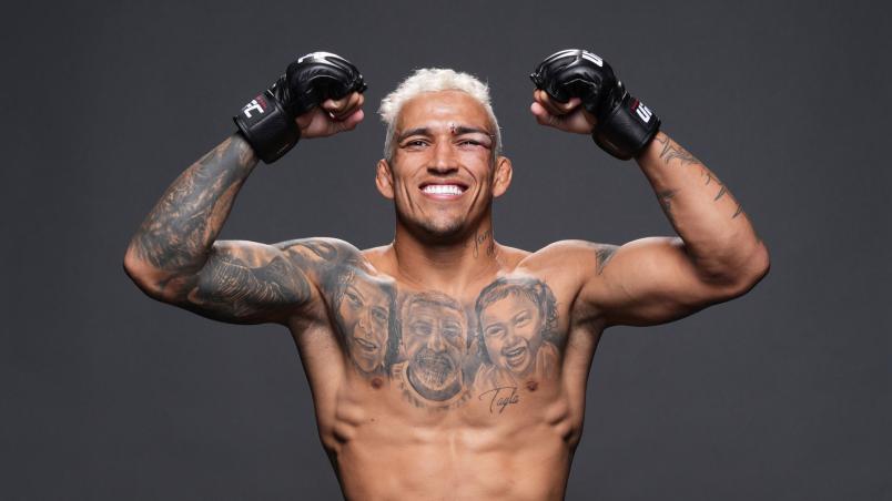 Charles Oliveira of Brazil poses for a portrait after his victory during the UFC 274 event at Footprint Center on May 07, 2022 in Phoenix, Arizona. (Photo by Mike Roach/Zuffa LLC)