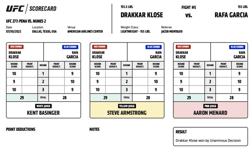 Drakkar Klose defeats Rafa Garcia via unanimous decision (29-28, 29-28, 29-28)