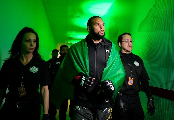 Thiago Santos of Brazil prepares to fight Magomed Ankalaev of Russia in their light heavyweight fight during the UFC Fight Night event at UFC APEX on March 12, 2022 in Las Vegas, Nevada. (Photo by Chris Unger/Zuffa LLC)