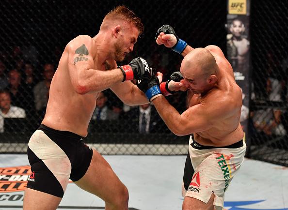Alexander Gustafsson punches Glover Teixeira in their light heavyweight fight during the UFC Fight Night event at the Ericsson Globe Arena on May 28, 2017 in Stockholm, Sweden. (Photo by Jeff Bottari/Zuffa LLC)
