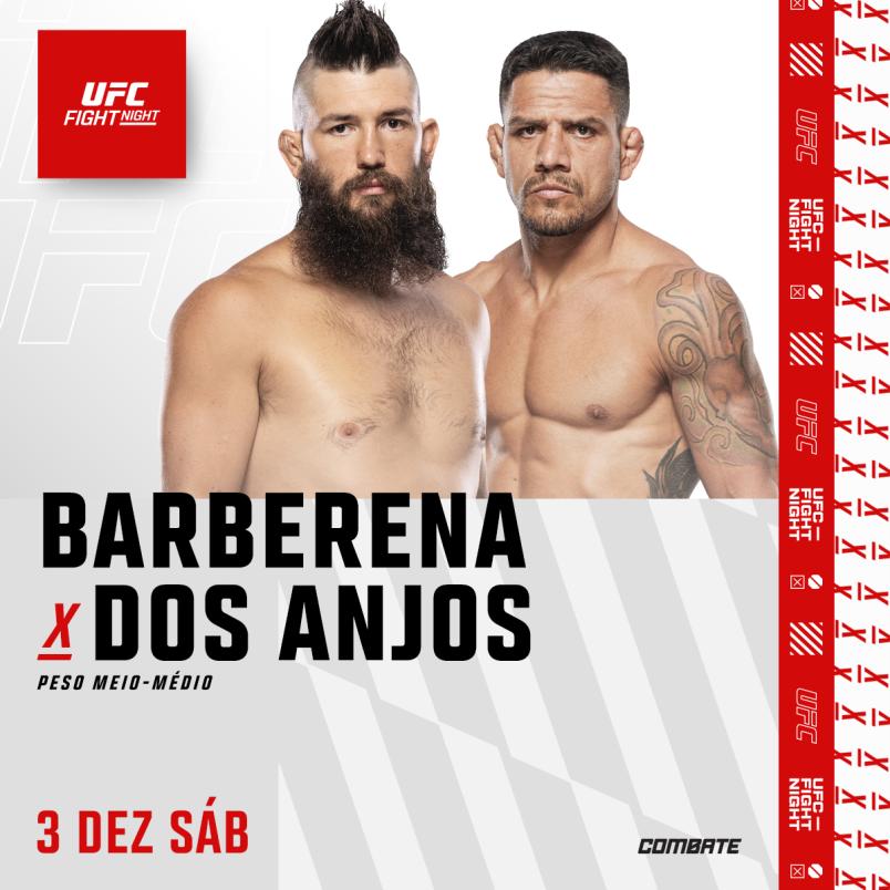 Arte de anúncio da luta entre Bryan Barberena e Rafael dos Anjos no UFC Orlando, em dezembro de 2022 (Divulgação)