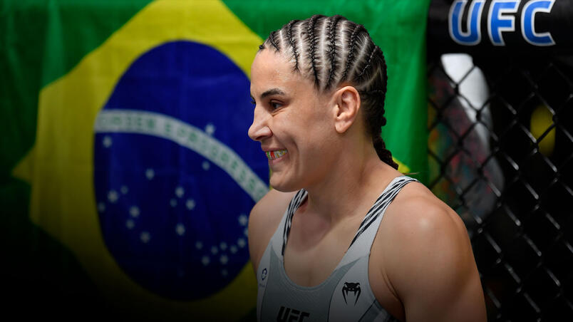 Jennifer Maia of Brazil prepares to fight Katlyn Chookagian in their lightweight fight during the UFC Fight Night event at UFC APEX on January 15, 2022 in Las Vegas, Nevada. (Photo by Jeff Bottari/Zuffa LLC