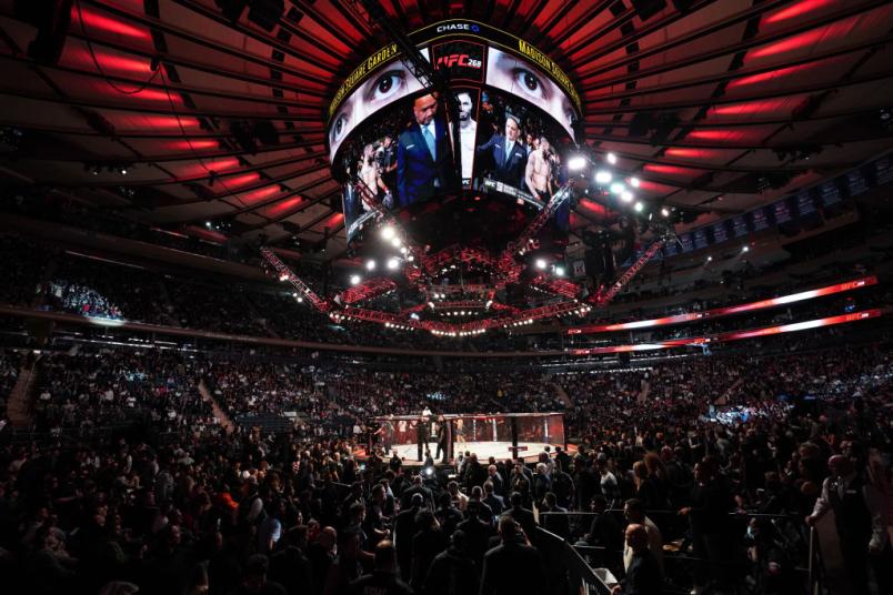 A general view of the Octagon during the UFC 268 event at Madison Square Garden on November 06, 2021 in New York City. (Photo by Cooper Neill/Zuffa LLC)