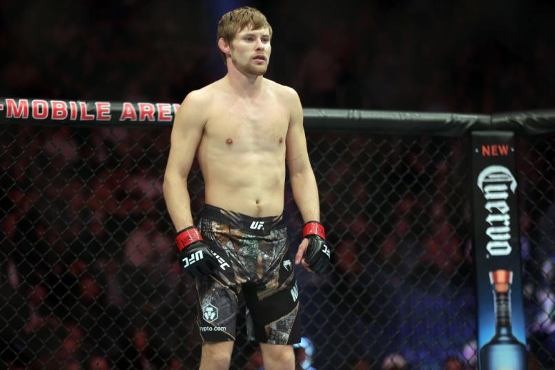 Bryce Mitchell stands in his corner before facing Ilia Topuria in a featherweight fight during the UFC 282 event at T-Mobile Arena on December 10, 2022 in Las Vegas, Nevada. (Photo by Carmen Mandato/Zuffa LLC)