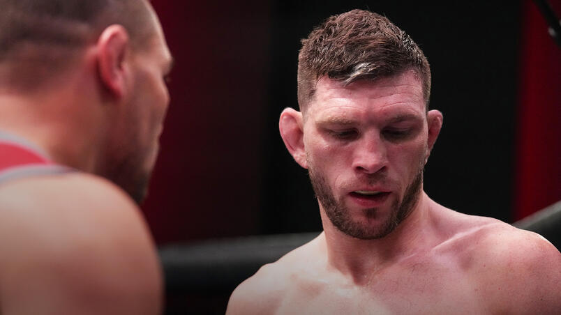 TUF 31 Michael Chandler and lightweight Kurt Holobaugh during his fight during the filming of The Ultimate Fighter at UFC Apex on March 2, 2023 in Las Vegas, Nevada. (Photo by Chris Unger/Zuffa LLC)