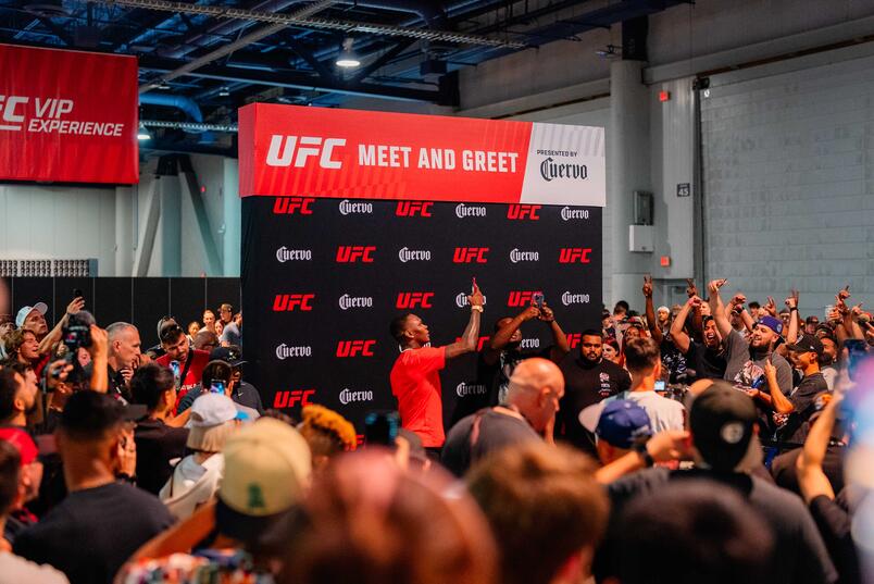 Israel Adesanya interacts with fans at UFC X on July 7, 2023, in Las Vegas, Nevada. (Photo by Zac Pacleb/Zuffa LLC)