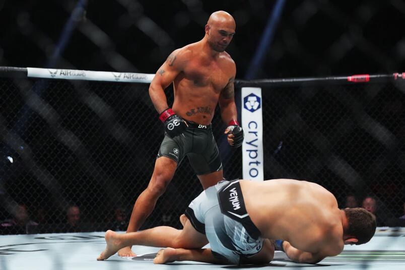 Robbie Lawler knocks out Niko Price in a welterweight fight during the UFC 290 event at T-Mobile Arena on July 08, 2023 in Las Vegas, Nevada. (Photo by Cooper Neill/Zuffa LLC)