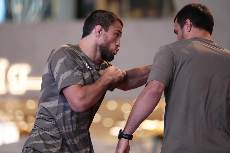 Umar Nurmagomedov works out for fans and media during a UFC open workout at Yas Mall on July 31, 2024 in Abu Dhabi, United Arab Emirates. (Photo by Josh Hedges/Zuffa LLC)
