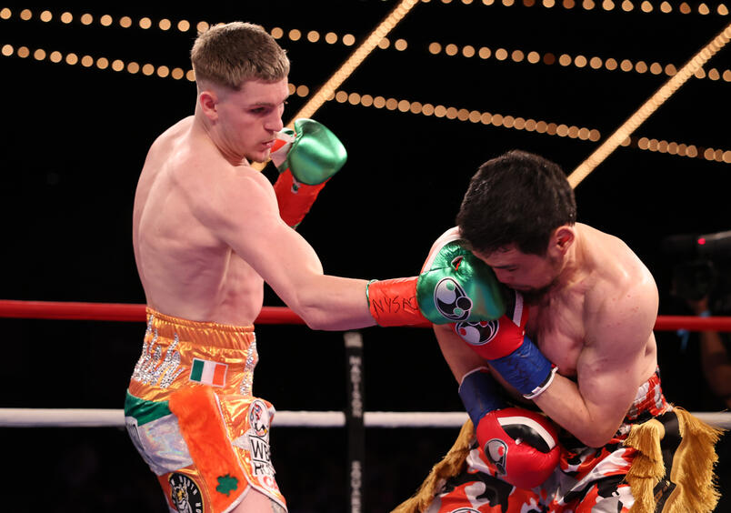 Callum Walsh punches Dauren Yeleussinov during their junior middleweight fight at The Theater at Madison Square Garden on March 15, 2024 in New York City. (Photo by Al Bello/Getty Images)