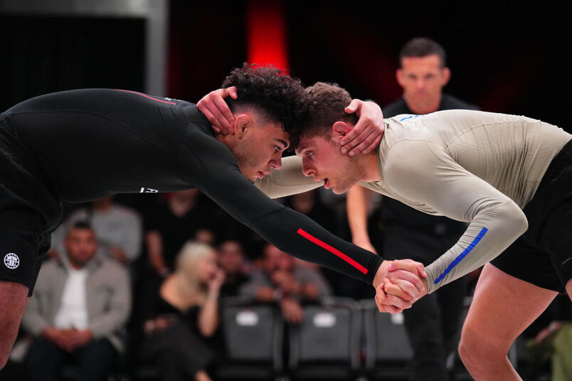 Achilles Rocha grapples Nathan Haddad during the UFC Fight Pass Invitational at UFC APEX on March 06, 2025 in Las Vegas, Nevada. (Photo by Chris Unger/Zuffa LLC)