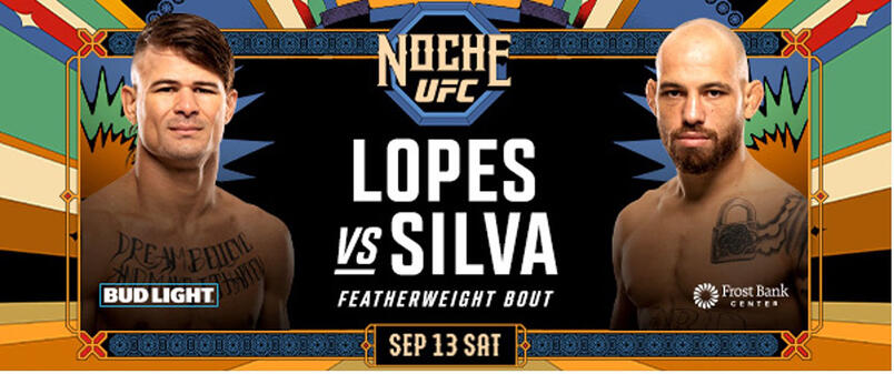 Artwork for the 2025 Noche UFC event featuring Lopes vs Silva