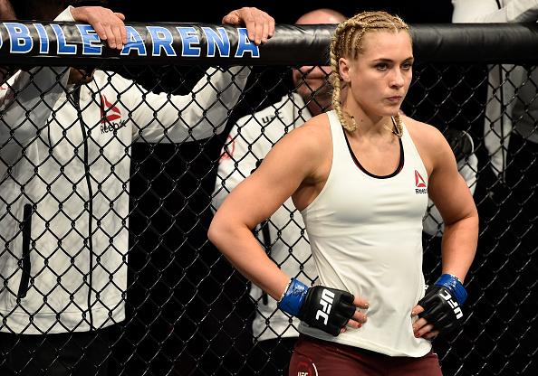 LAS VEGAS, NV - MARCH 03: Yana Kunitskaya of Russia prepares to fight Cris Cyborg in their women's featherweight bout during the UFC 222 event inside T-Mobile Arena on March 3, 2018 in Las Vegas, Nevada. (Photo by Jeff Bottari/Zuffa LLC/Zuffa LLC via Ge