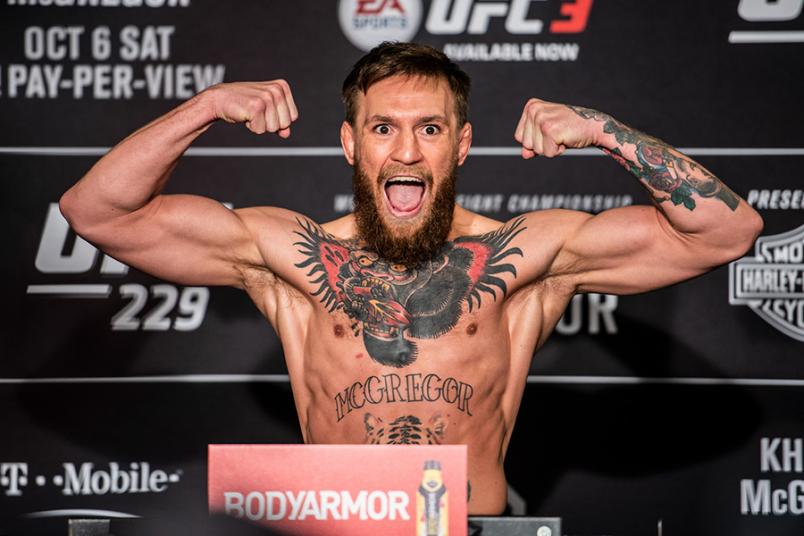 Conor McGregor at the official UFC 229 weigh ins at the Park MGM in Las Vegas.