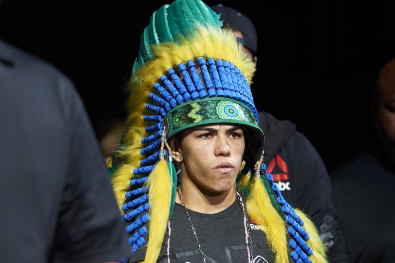 Jéssica Andrade walks to the Octagon before fighting Karolina Kowalkiewicz during the UFC 228