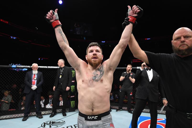 Jim Miller celebrates his submission victory over Jason Gonzalez