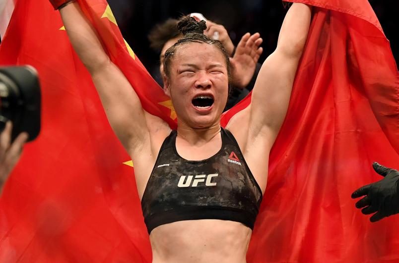 UFC 248 Weili Zhang celebrates a split decision win over Joanna Jedrzejczyk