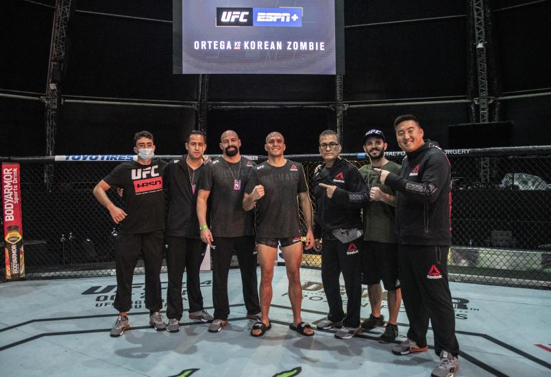 UFC Fight Island 6 Brian Ortega with his team