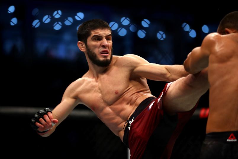 Islam Makhachev of Russia compete against Davi Ramos of Brazil in their Lightweight Bout during the UFC 242 event at The Arena on September 07, 2019 in Abu Dhabi, United Arab Emirates. (Photo by Francois Nel/Getty Images)