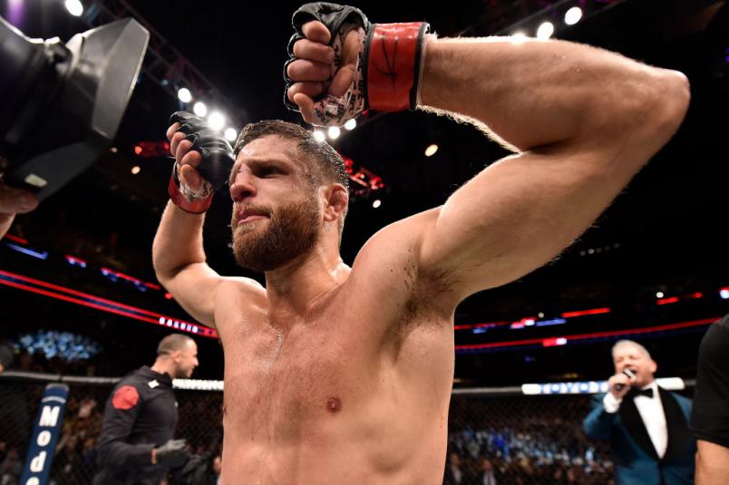 BOSTON, MA - JANUARY 20: Calvin Kattar celebrates after his knockout victory over Shane Burgos in their featherweight bout during the UFC 220 event at TD Garden on January 20, 2018 in Boston, Massachusetts. (Photo by Jeff Bottari/Zuffa LLC/Zuffa LLC via