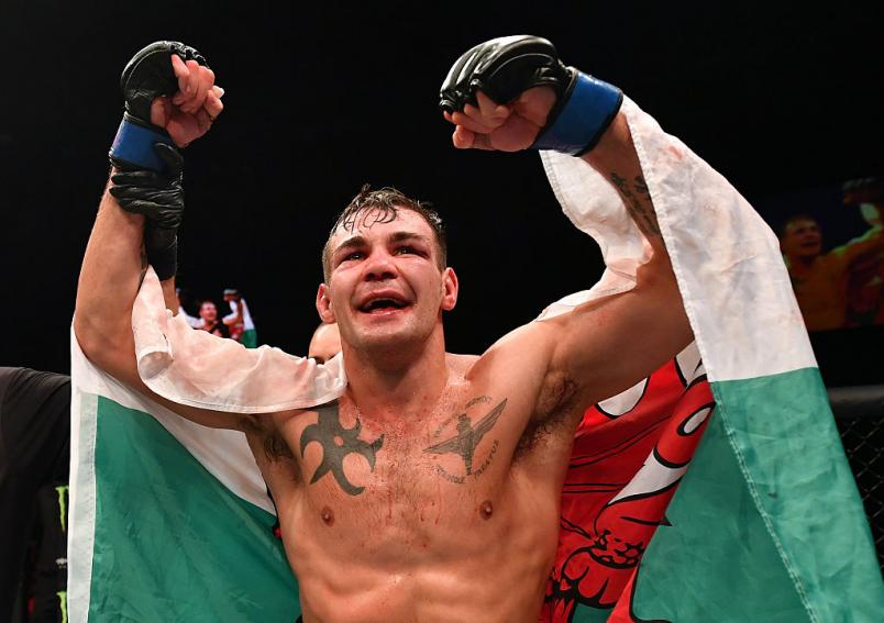 BELFAST, NORTHERN IRELAND - NOVEMBER 19: Jack Marshman of South Wales celebrates his knockout victory over Magnus Cedenblad of Sweden in their middleweight bout during the UFC Fight Night at the SSE Arena on November 19, 2016 in Belfast, Northern Irelan