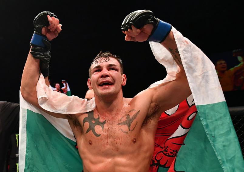 BELFAST, NORTHERN IRELAND - NOVEMBER 19:   Jack Marshman of South Wales celebrates his knockout victory over Magnus Cedenblad of Sweden in their middleweight bout during the UFC Fight Night at the SSE Arena on November 19, 2016 in Belfast, Northern Irelan