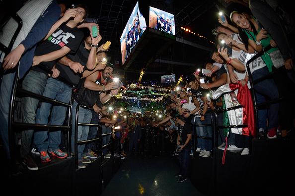 MEXICO CITY, MEXICO - JUNE 13: A general view of fans awaiting the walk out of Cain Velasquez before he faced Fabricio Werdum in their UFC heavyweight championship bout during the UFC 188 event inside the Arena Ciudad de Mexico on June 13, 2015 in Mexico