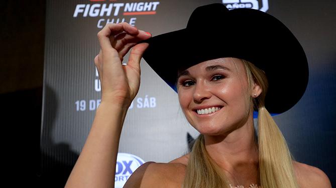 SANTIAGO, CHILE - MAY 17: UFC women's flyweight contender Andrea Lee of the United States poses for photographers during Ultimate Media Day on May 17, 2018 in Santiago, Chile. (Photo by Buda Mendes/Zuffa LLC)
