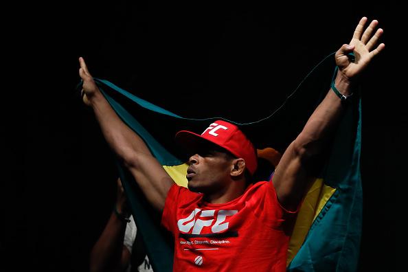 FORTALEZA, BRAZIL - MARCH 10: Francisco Trinaldo of Brazil steps on the scale during the UFC Fight Night weigh-in at CFO - Centro de Forma�co Olmpica on March 10, 2017 in Fortaleza, Brazil. (Photo by Buda Mendes/Zuffa LLC/Zuffa LLC via Getty Images)
