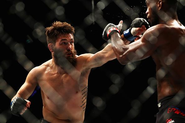 ROTTERDAM, NETHERLANDS - SEPTEMBER 02: Leon Edwards (black shorts) of England and Bryan Barberena of the USA compete in their Welterweight bout during the UFC Fight Night at Ahoy on September 2, 2017 in Rotterdam, Netherlands. (Photo by Dean Mouhtaropou