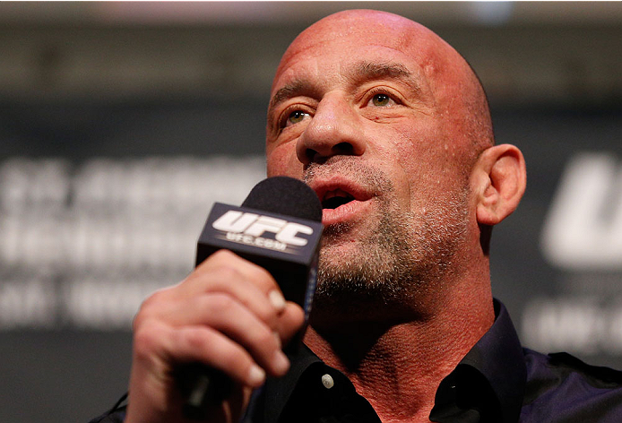 LAS VEGAS, NV - NOVEMBER 15: UFC legend Mark Coleman interacts with fans during a Q&A session before the UFC 167 weigh-in inside the MGM Grand Garden Arena on November 15, 2013 in Las Vegas, Nevada. (Photo by Josh Hedges/Zuffa LLC/Zuffa LLC via Getty Ima